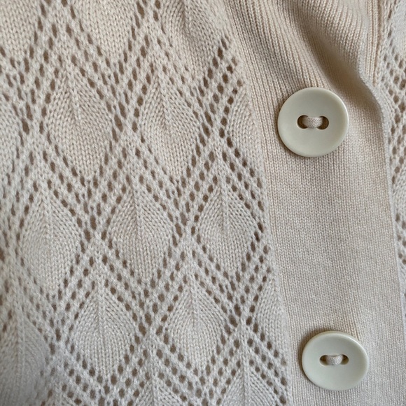 Trina Turk cashmere wool cream pointelle knit card - Picture 5 of 6